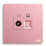 ABB开关插座面板 轩致系列克里特粉色 86型AF325-CP 10A 电视电脑插座