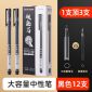 金万年（Genvana）   中性笔大容量 全针管速干水笔 便携签字笔 0.5mm直液式储墨 经典黑色12支/盒G-1315-001