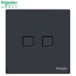施耐德（Schneider） 施耐德开关插座 皓呈系列雅致黑色 86型墙壁弱电插座 双联六类电脑插座