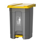 舒蔻    户外垃圾桶公共商用物业餐厅方形脚踏式大号医疗垃圾桶脚踩带盖 灰黄色30L