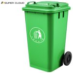 舒蔻   （Supercloud）加厚物业小区公用室外环保分类塑料带盖医疗环卫户外垃圾桶 大号商用绿色带轮240L