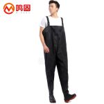 鸣固 背带涉水裤防水连体雨衣雨裤水产加工防水裤户外作业下水裤捕鱼裤65丝黑色44码