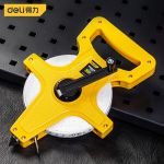得力（deli）3倍速卷尺长卷尺布尺30米50米100米架式玻璃纤维长尺测量工具皮尺手提尺米尺 30mx12.5mm塑壳架式皮卷尺 DL98030