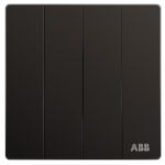 ABB开关面板 四位单控四开单控开关 轩致系列 黑色 AF124L-885 平面