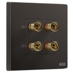 ABB开关插座面板 四位4端子音响插座 轩致系列 黑色 AF342-885