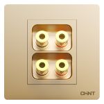 正泰（CHNT）开关插座面板无边框大面板86型墙壁二三插电源 NEW2V曼哈顿香槟金 弱电系列 四联音响（28日到货）