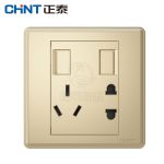 正泰（CHNT）开关插座墙壁面板家用86型面板一联双USB电源插座 一联二极三极插座双USB 五孔插座NEW7M香槟色