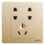 正泰（CHNT）开关插座面板无边框大面板86型墙壁电源 NEW2V曼哈顿香槟金 强电系列 七孔插座