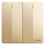 正泰（CHNT）开关插座面板无边框大面板86型墙壁电源 NEW2V曼哈顿香槟金 强电系列 二开双控