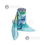 奥罗拉  桑蚕丝绸真丝领巾  百搭精致 蓝色53*53cm