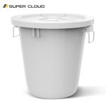 舒蔻   （Supercloud）大号塑料桶 圆形收纳桶大容量水桶酒店厨房工业环卫物业垃圾桶 带盖100升白色