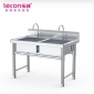 乐创(lecon) 商用双星水池 201不锈钢洗碗洗菜池洗手盆 LC-J-GSC02