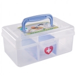 茶花 收纳箱 小号收纳盒整理箱子 储物箱塑料箱 家用药箱小药盒 便携手提式1.2L 一只装