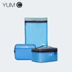YUMC 防水防尘旅行三件套多容量透明果冻收纳包洗漱包S2008-1 素蓝色