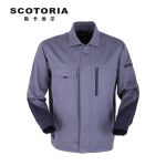 斯卡地尔（SCOTORIA） CVC1101 高棉防静电工作服套装 春秋长袖拼色耐磨工服 灰蓝色上衣