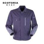 斯卡地尔（SCOTORIA） CVC1101 高棉防静电工作服套装 春秋长袖拼色耐磨工服 蓝灰色上衣