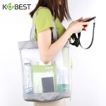 康百（KOBEST）A4手提拉链袋小清新透明网格袋网红包装袋简约手拎服装袋购物袋 F6721-颜色随机-竖款
