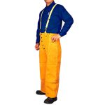 威特仕 44-2600 耐磨抗火隔热金黄色皮吊带裤烧焊焊接防护工作裤定做（44-2600XL）