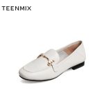 天美意（TEENMIX） 春气质OL白领乐福鞋女休闲单鞋BC161AA2 米白 35