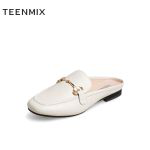 天美意（TEENMIX） 夏时尚气质休闲穆勒鞋外穿女凉拖鞋BC271BH2 米白 37