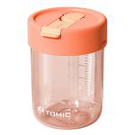 特美刻（TOMIC） 便携吸管杯高颜值透明水杯随行杯咖啡杯TA8701201珊瑚橘粉