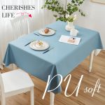 钟爱一生（CHERISHES LIFE） 奶油风PU防水防油餐桌台布 （冰灰蓝140*200cm）