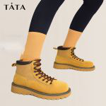 他她（TATA）冬季时尚拼接百搭休闲马丁靴女新W6TA1DD2黄色（单里）37码
