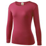 AB T660女士薄款纯棉圆领内穿贴身棉毛衫保暖内衣上衣单件紫红色2XL码
