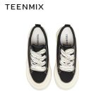 天美意（TEENMIX） 秋板鞋帆布鞋女休闲鞋BF031CM2 黑色 37