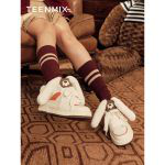 天美意（TEENMIX） 春兔年小白鞋女休闲鞋BF881AM3 米色/橙 38