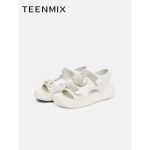 天美意（TEENMIX） 夏运动活力休闲老爹松糕女凉鞋CN101BL2 米色 37
