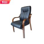 悦山   会议椅木质现代简约椅子皮面靠背四脚办公椅 西皮620*680*1080