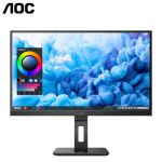 AOC U32P2C 电脑显示器32英寸 设计办公旋转升降支架 65W反向充电 低蓝光不闪屏窄边框 4K高清显示屏