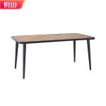 悦山 户外家具休闲桌子塑木桌长桌黑框斜纹餐桌