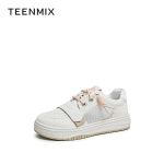 天美意（TEENMIX） 夏小白鞋厚底网面时尚女休闲鞋AB032BM3 粉色 37