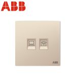ABB开关插座面板 二位电话电脑插座 86型网线宽带座机电话线插座 盈致系列 金色 CA323-ZG