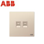 ABB开关插座面板 二位电脑插座 双网络插座 墙壁网络插座二位 盈致系列 金色 CA332-ZG