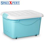 SPACEXPERT 塑料收纳箱 80L蓝色单只 棉被衣物整理箱玩具储物箱打包搬家箱
