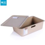 茶花（CHAHUA） 文件收纳箱桌面收纳盒零食玩具整理箱带盖塑料箱多功能方形储物盒【9L】灰色1个 2888