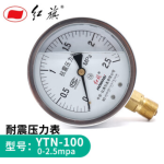 红旗（HONGQI） 耐震压力表YtN-100碳钢＋铜 径向不带边 M20×1.5 0~2.5MPa
