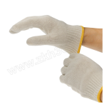 AIWINAIWIN 亲肤环保涤棉工作手套 10456 均码 优质涤棉 220mm 600g 黄边 （12双 /打）