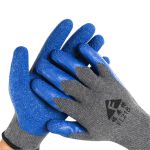 福安特劳（F）皱纹手套 耐磨防滑防护手套 建筑工地劳保浸胶手套 十针 灰纱蓝
