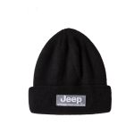 Jeep 秋冬针织帽户外保暖抗寒毛线帽高弹大头围帽子毛线堆堆帽高密针织针织帽黑色56-60cm