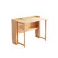 洛港 多功能实木餐桌可折叠伸缩书桌小户型家用办公桌简易方桌靠墙桌子 1030*580*750MM