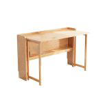 洛港 多功能实木餐桌可折叠伸缩书桌小户型家用办公桌简易方桌靠墙桌子 1230*580*750MM