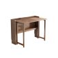 洛港 多功能实木餐桌可折叠伸缩书桌小户型家用办公桌简易方桌靠墙桌子 1030*580*750MM
