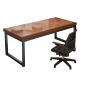 洛港 办公桌简约现代家用桌子工作台电脑桌台式书桌办公室单人桌椅组合 1600*600*750MM