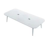 洛港 白色会议桌长桌椅组合简约现代小型拼接家具长方形板式办公桌6人 3600*1200*750MM