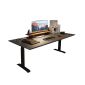 洛港X2桌腿黑色+黑皮1.2*0.6m 木质电动升降桌台式站立办公电脑桌