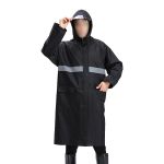 安赛瑞 28735 长款风衣式雨衣带透明帽檐 黑色3XL适合140-170斤